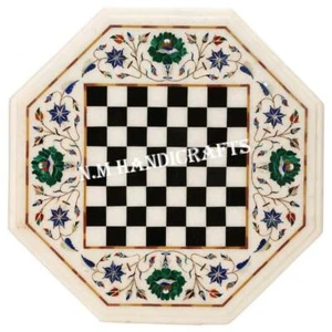 Marble Chess Board Set Floral Chess Set Tournament Chess Board Gems Stone Inlay - Picture 1 of 8