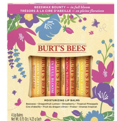 2 Packs Burt’s Bees In Full Bloom Lip Balm 4ct Gift Set Spring Shower Favor New - Image 1 of 4