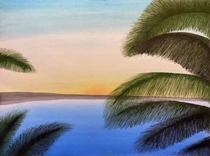 "LANAI", Original Tuschezeichnung auf 100% Stoffpapier, 18" x 24", 2023, Hawaii, Maui - Bild 1 von 2