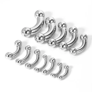 Large Gauge Stainless Steel Eyebrow Ring Lip Nipple Helix Conch Piercing Barbell - Picture 1 of 26
