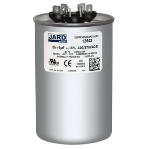 65 + 5 uf MFD 370 440 VAC Round Dual Capacitor 12642 Replaces C3655R C4655R - Picture 1 of 2
