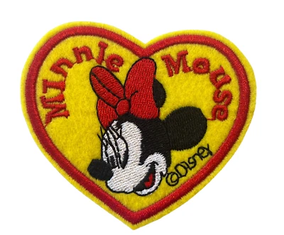 MINNIE MOUSE -  RED/YELLOW HEART - Embroidered Iron-On Patch - Image 1 of 2