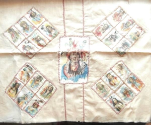 1- Vintage Native American Tobacco Silk Panel  24" x17" - Picture 1 of 11