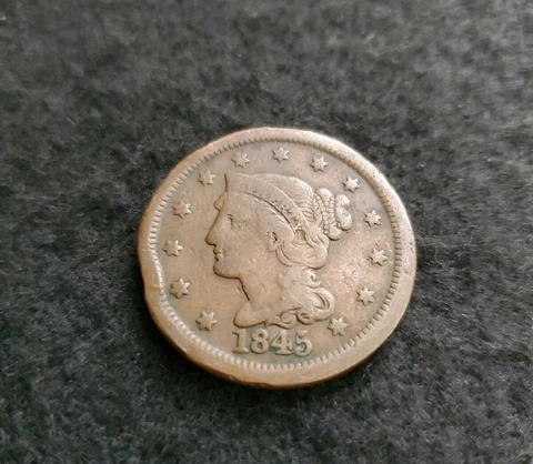 Fine 1845 Braided Hair Large Cent Cover