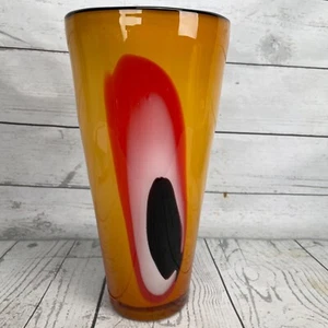 Hand Blown Art Glass Vase 10” Modern Abstract Transitional Colorful Vintage - Picture 1 of 11
