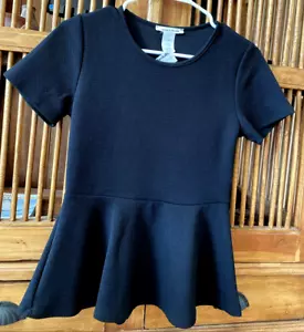 Caution to the Wind Womens Black Short Sleeve Peplum Textured Blouse Size Medium - Picture 1 of 3
