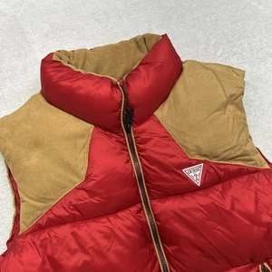 Guess Full Zip Sleeveless Puffer Vest Red/Tan Men’s XL 100% Polyester NWT $175 - Picture 1 of 3