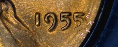 1955 P LINCOLN CENT WHEAT PCGS MS65RD 24056280 ERROR POOR MANS DOUBLE DIE DDO - Image 1 of 4