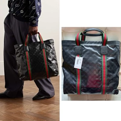 Bolso de Mano Mediano GUCCI $2100 Negro GG Supreme Monograma Cristal Lona - Auténtico Foto 1 de 4