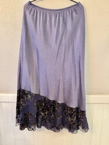 Vtg Fairy Maxi Skirt Sz 18 Shimmer Purple Asymmetric Velvet Burnout Whimsigoth - Picture 1 of 8