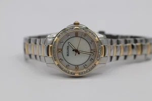 Bulova Crystal Watch Women 32mm MOP Dial Two Tone Crystal Bezel 98L255 A12 - Picture 1 of 11