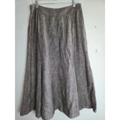 JM Collection Women Grey/Taupe 100% Linen A-Line Skirt size 12 - Image 1 of 4