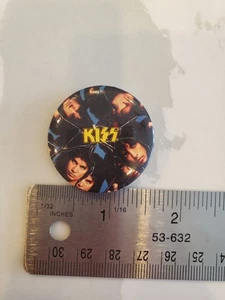KISS Button Pin Badge Band Crazy Nights Album Cover 1⅜" Vintage 1987 - Picture 1 of 4
