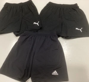 Adidas Climalite + Puma Dry Cell Black Soccer Shorts Youth X Large Lot of 3 Pr. - Picture 1 of 5