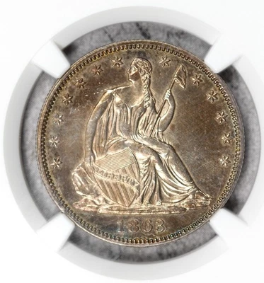 1863-P Seated Liberty Half Dollar NGC MS63 Tough Civil War Date!  #ES7A - Image 1 of 3