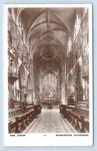 RPPC Vintage Postcard Worcester Cathedral Choir England Interior Scene - Picture 1 of 2