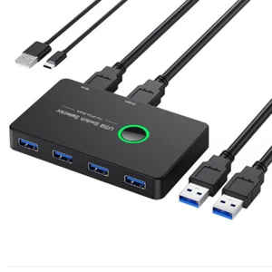 USB 3.0 Switch Selector KVM Switcher for 2 PC Sharing 4 USB Devices - Picture 1 of 5