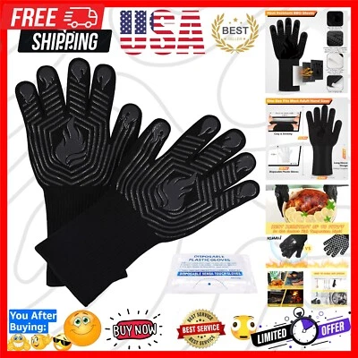 Multi-Functional Heat Resistant BBQ Gloves with 50 Disposable Gloves Included - Image 1 of 4