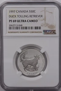 Canada 1997 50 Cents Silver NGC Proof 69 Ultra Cameo Duck Tolling Retriever NG16 - Picture 1 of 4