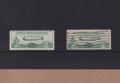 TWO US Scott C18 50¢ Zeppelin : 1-Used & 1-Unused - Unused is Mint Never Hinged - Image 1 of 2