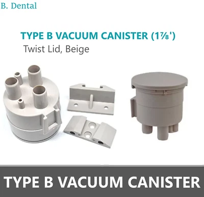 Dental TYPE B VACUUM CANISTER (1 7/8"), Beige & CANISTER DCI Type