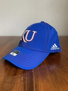 Kansas Jayhawks Adidas Hat One Size Blue Flex Fit Fitted Cap KU Basketball NEW - Picture 1 of 10