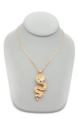 Collar Colgante Serpiente Malla Cristal Tono Oro 18" Foto 1 de 4