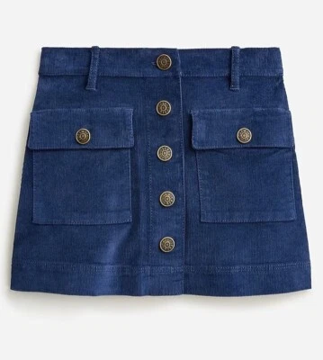 Falda delantera con botones de pana Crewcuts para niñas, 7, azul Foto 1 de 4