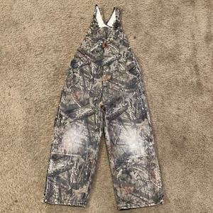 Carhartt Overalls Camo Bib Youth 8 Quilt Lined Hunting Mossy Oak Fishing Hike - Picture 1 of 9