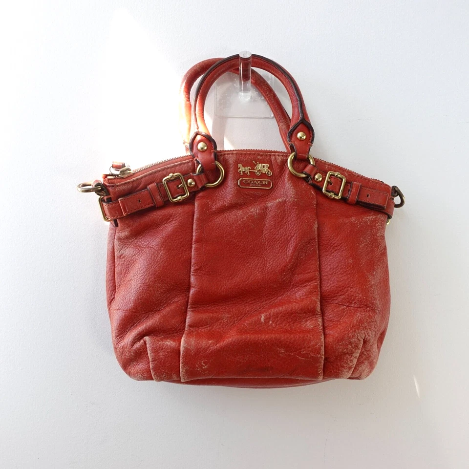 Bolso COACH Mujer Rojo Bolso Cartera Cuero Cartera Mediano Bolso de Mano DEFECTOS Foto 1 de 4