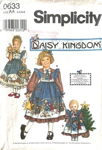 Daisy Kingdom Simplicity Child's,Doll Dress,Pinafore Pattern 0633 Size 3-6 UNCUT - Picture 1 of 2
