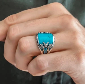 Turquoıse Stone Handmade 925 Sterling Silver jewelry Gift Men's Ring 009 - Picture 1 of 5