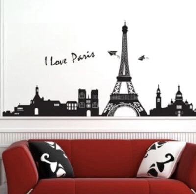 LARGE ❤️I Love Paris❤️ Eiffel Tower Vinyl Decor Removable WallPaper Wall Sticker - Image 1 of 4