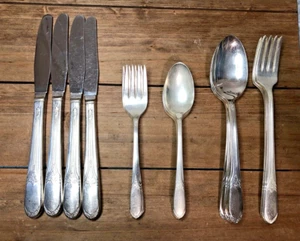 Wm Rogers Vintage Silver Plate Mary Lou Devonshire Flatware Set For 4 - Picture 1 of 13