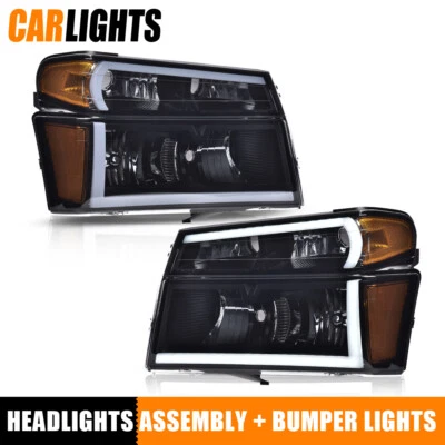 Fit For 2004-12 GMC Canyon/Chevy Colorado LED DRL Smoke Headlights+Bumper Lights - Image 1 of 4