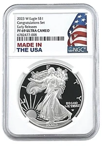 2023 W Congratulations Set Proof Silver Eagle NGC PF69 UC ER USA Holder - Picture 1 of 2