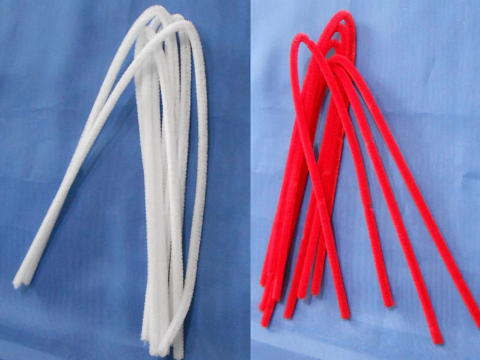 je 5 Stck. Chenllledraht/Pfeifenputzer in weiß und Rot - ohne Verpackung - Bild 1 von 1