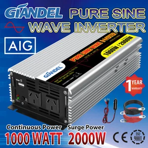 1000W Inverter 2000W Peak Power Pure Sine Wave 12V-240V Cigarette light plug - Picture 1 of 8