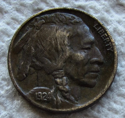 1924-D Buffalo Nickel Rare Key Date Denver VF Detail Corroded Scratched Cover