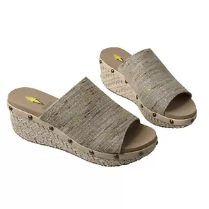 Volatile Womens Ravine Platform Wedge Espadrille Sandal Size 8 Metallic Studded - Picture 1 of 10