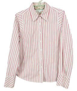 TB14614- TOMMY HILFIGER Women Textured Thick Cotton Blouse Multicolor Striped L - Picture 1 of 9
