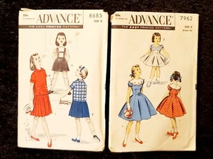 Vintage 1950s Advance Sewing Pattern girl's LOT 8685 blouse/skirt & 7962 dress - Picture 1 of 3