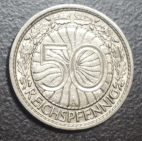 1927-A GERMANY 50 REICHSPFENNIG PFENNIGS OLD XF COIN KM 49 Cover