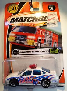 Matchbox 2002 #5 Chevrolet Impala Police DARE 50 year logo White - Picture 1 of 1