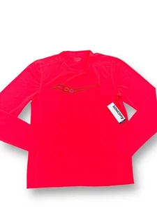 NWT Saucony MEN'S STOPWATCH GRAPHIC Running LONG SLEEVE size M Bright Orange - Picture 1 of 3
