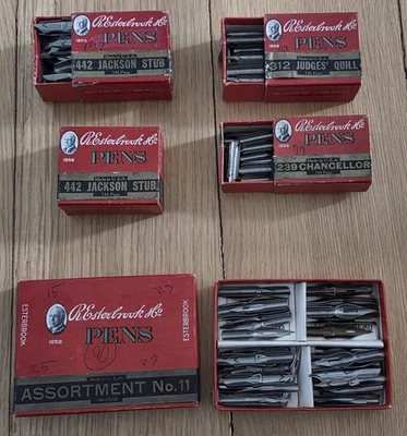 De colección. Surtido ESTERBROOK PLUMILLAS No. 11, 442 Jackson, 312 jueces y 239 canciller Foto 1 de 3