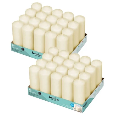 Velas de pilar de marfil - 2x6 pulgadas - 2 paquetes = 40 velas en total - 38+ horas -... Foto 1 de 3