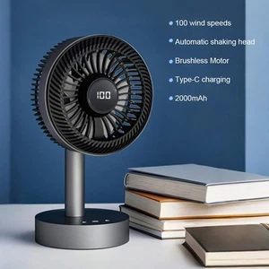 Adjustable Desktop Fan with 100 Speeds and Compact Design for Small Spaces - Photo 1/13