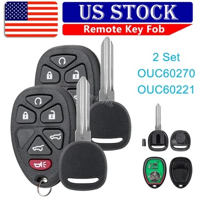 2 Keyless Entry Remote Fob + Key for 2007-2014 CHEVY TAHOE GMC YUKON OUC60270 - Image 1 of 4