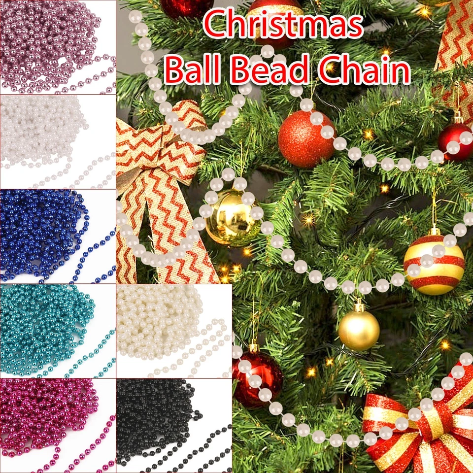 9M Weihnachtsbaum Metall Kugel Perlen Kette Deko für Weihnachten Hochzeit Party - Bild 1 von 1